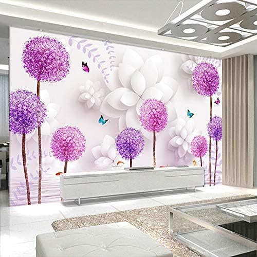 XLMING Abstrakte Fantasie Schmetterling Fisch Und Löwenzahn Küche Esszimmer Arbeitszimmer Wohnzimmer TV Hintergrund Wand 3D Tapete-350cm×256cm