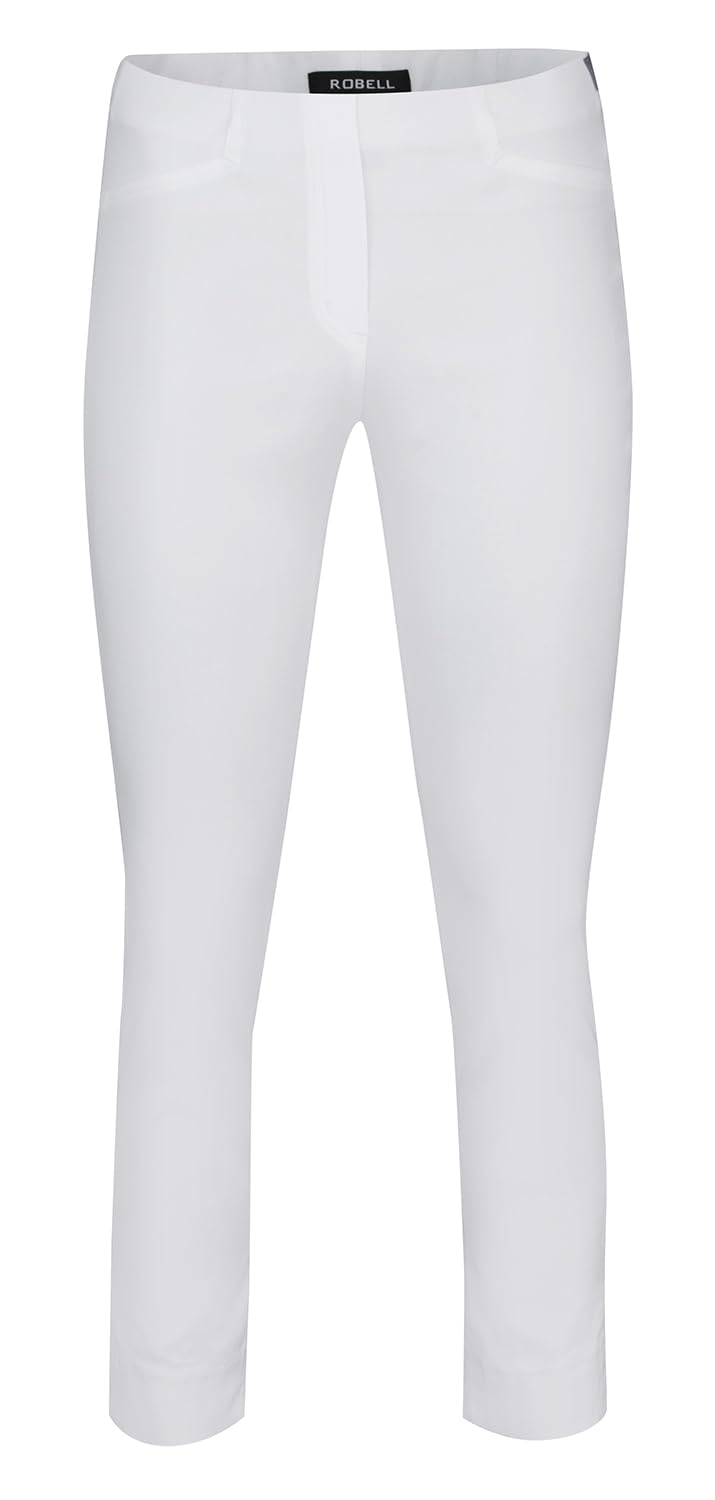 Robell Style ROSE09 – Bequeme, stretchige 7/8 Damenhose mit schmal geschnittenem Bein Farbe Weiss Größe 36