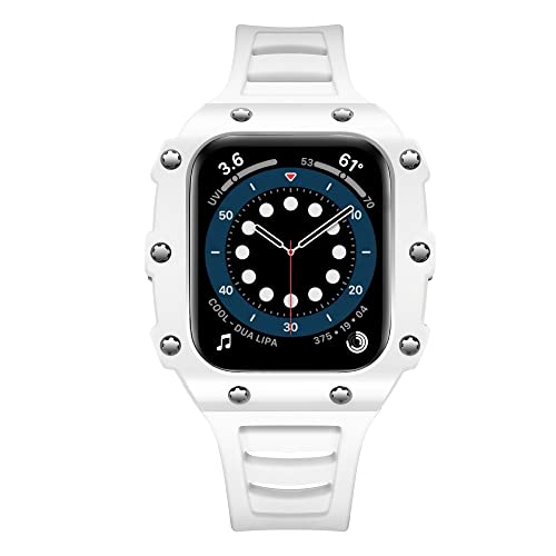 TONECY Modifikations-Mod-Kit Kohlefaser für Apple Watch Armband Gehäuse 8 7 6 5 4 40 mm, 41 mm, 44 mm, 45 mm, Ersatz-Keramik (Farbe: Keramik (weiß), Größe: 41 mm