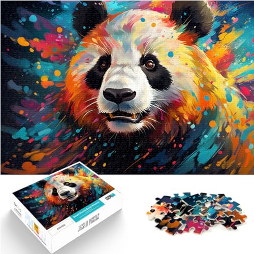 Puzzle für farbenfrohe, psychedelische Pandas, 1000 Teile, Puzzle für Erwachsene, Holzpuzzle, ganze Familie, 1000 Teile (50 x 75 cm)