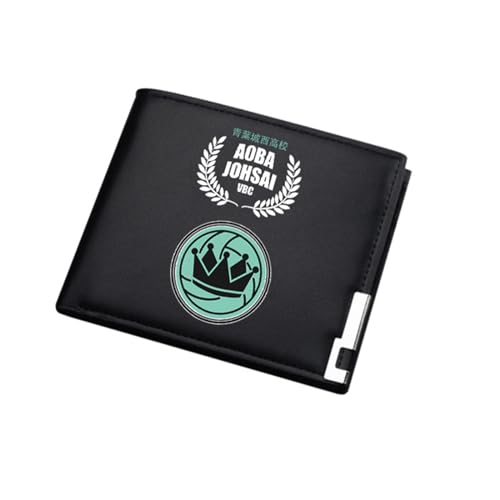 RYNDEX Haiky-uu!! Anime-Geldbörsen, Karikatur Portmonee Klein Kompakt, PU-Leder Geldbörse Brieftasche Wallet(Color:Black 3)