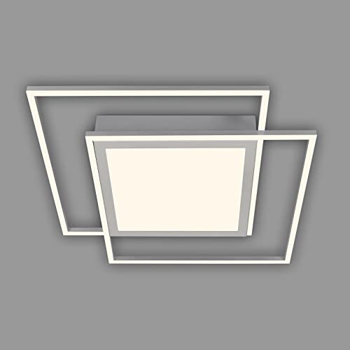 BRILONER Leuchten - Deckenleuchte LED, Deckenlampe LED, LED Frame Mittellicht, Warmweißes Licht, 5800 Lumen, Getrennt Schaltbar, Alu-Chrom-Matt