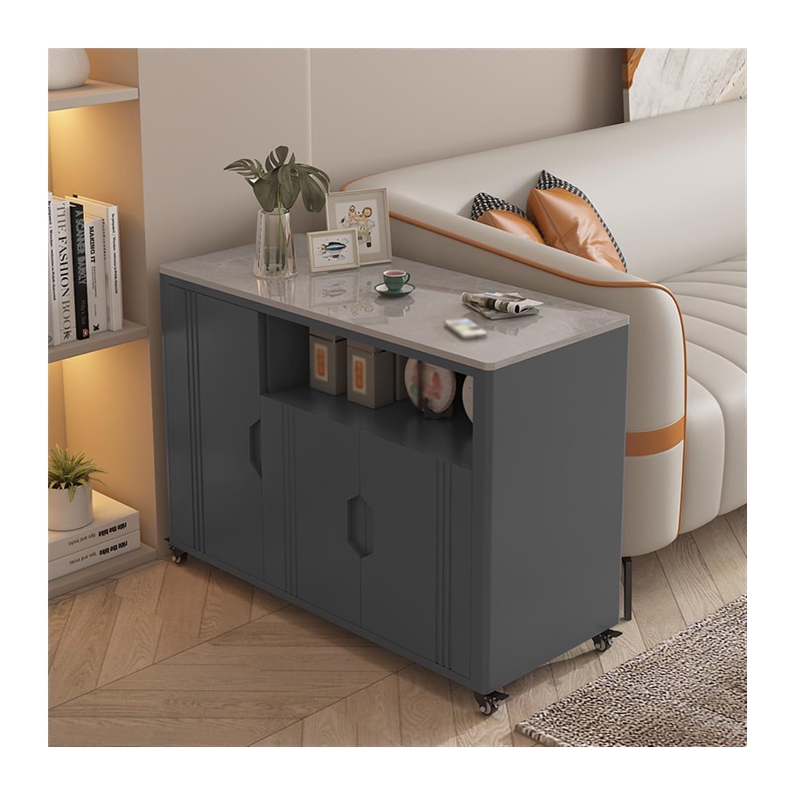 FUHAI-666 Haushalts-Beistelltisch, Sofa-Beistelltisch, Sideboard, abnehmbarer Lagerschrank, Sofa-Beistelltisch, Teetisch, Lagertisch(Gray+Gray,40x90x66cm)