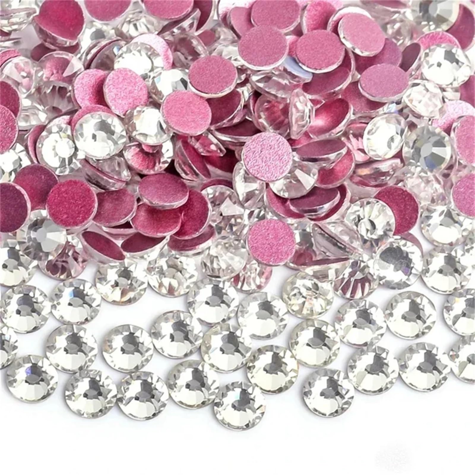 Bulk Flatback Strasssteine, Kristall Hotfix, 1440 Stück Super-Glitzer-Kristall AB, nicht Hotfix-Strasssteine, for Nähen, for Stoffe, Kleidungsstücke, Nagelkunst, Strass-Dekorationen(Pink Clear,Mix ss3