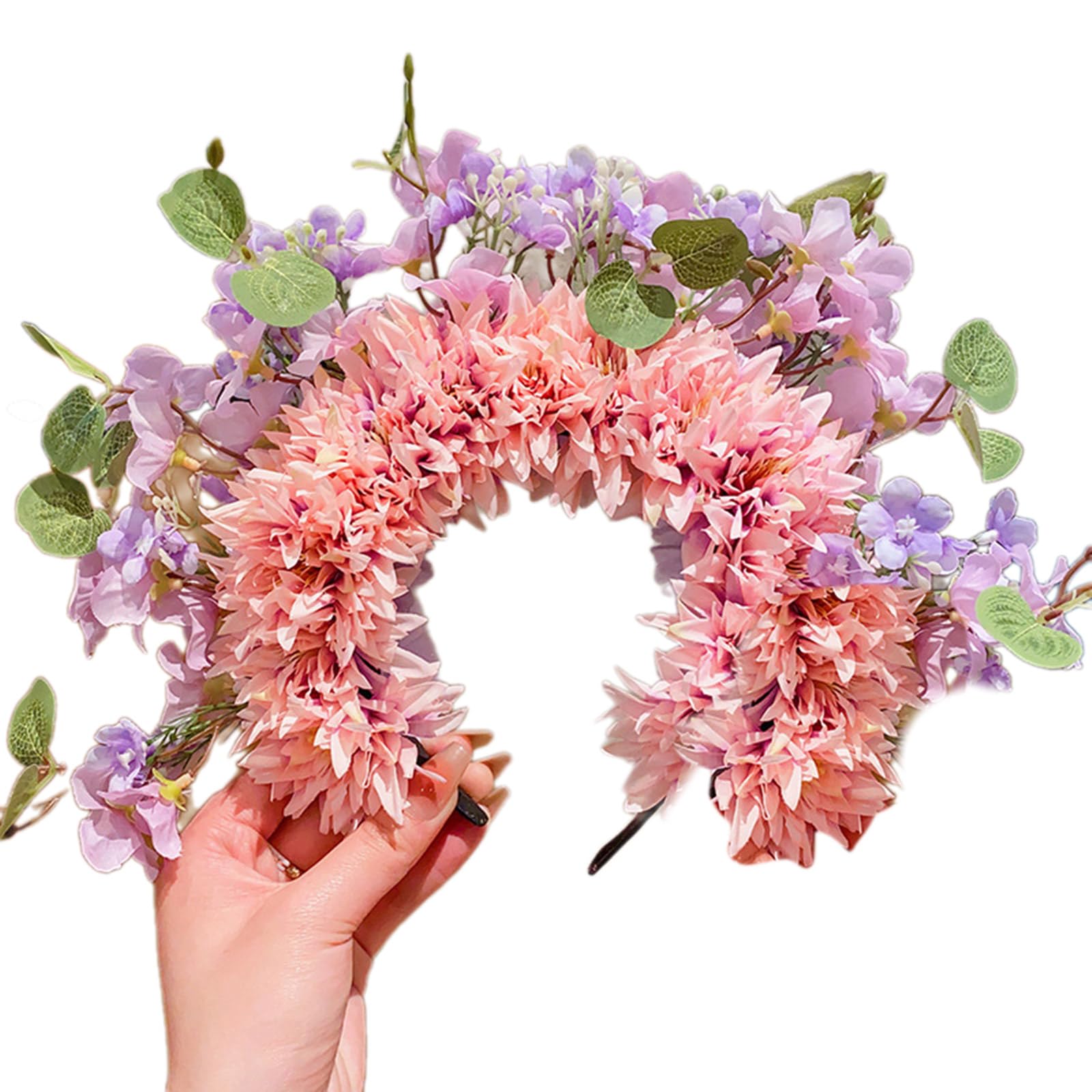 PTILSERY Doppelseitiges Blumen-Haarband mit Rosenblüte, modisch, für Damen, Braut, Haar-Accessoire, Brautgirlanden