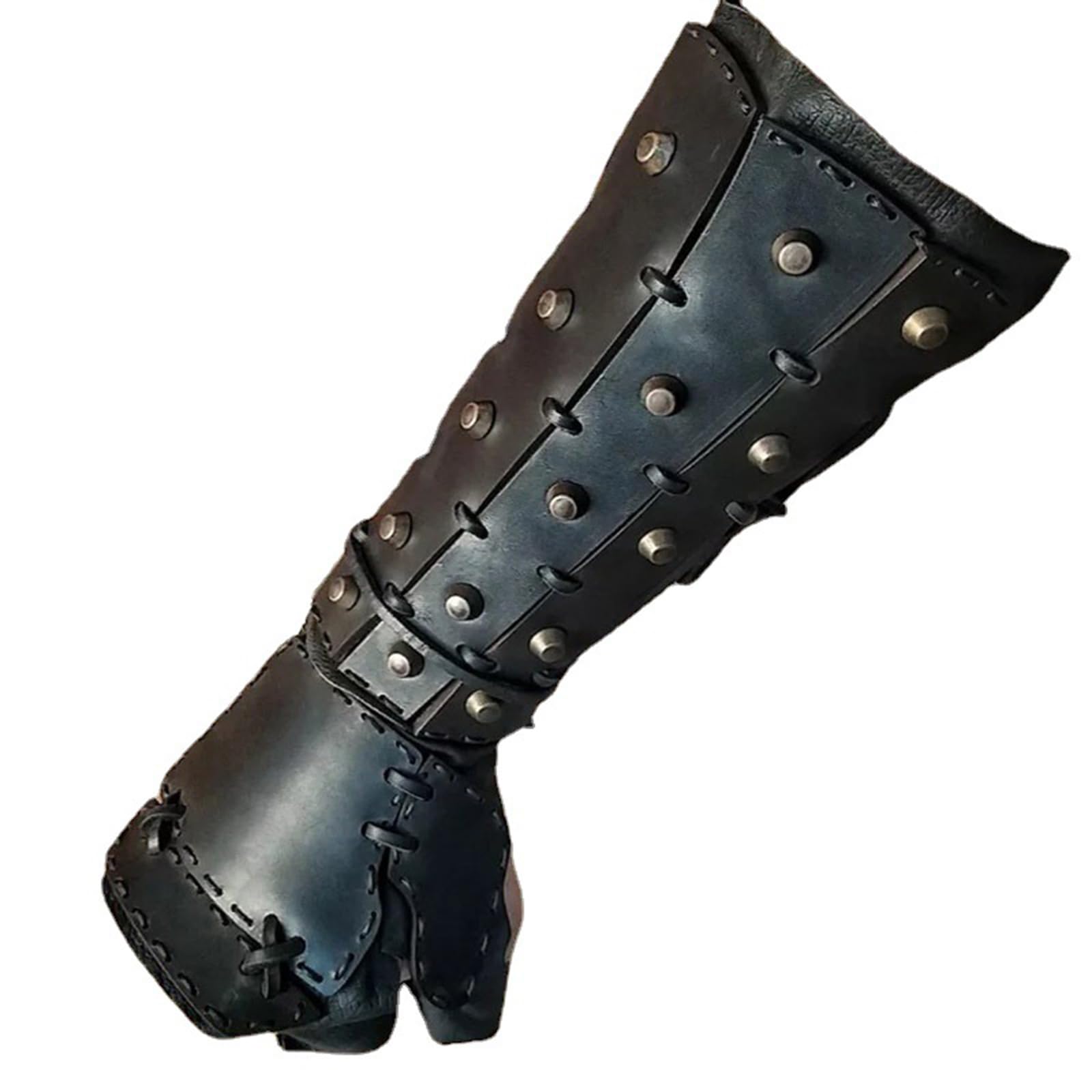 MDFCZXP PU Leder Bogenschießen Armschutz Steampunk Retro Arm Arm Arm Armband Verstellbar Gothic 1 Paar Mittelalter Unterarm Stulpen Armband für Cosplay Bühne Requisiten,Schwarz,30cm