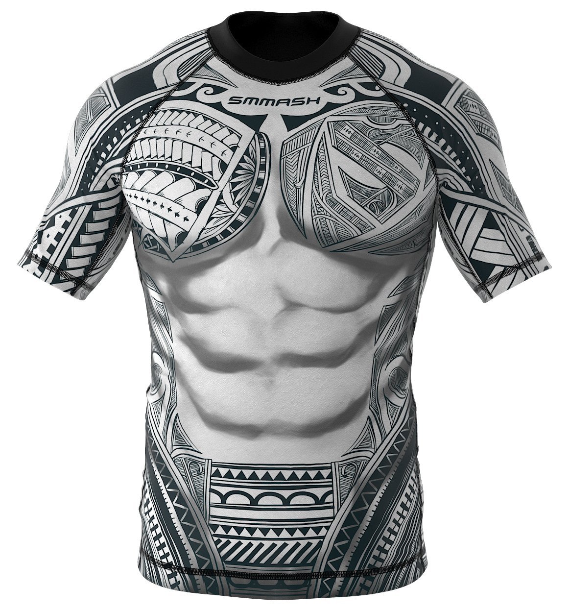 SMMASH Maori Rashguard Kurzarm Herren, Kampfsport Funktionsshirt Herren Atmungsaktiv und Leicht, Sportoberteile für MMA, Krav MAGA, BJJ, K1, Slim Fit, Hergestellt in der EU (M)