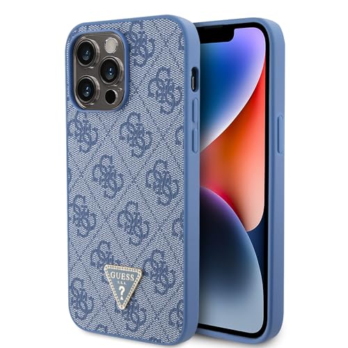 Guess iPhone 14 Pro Max Hardcase - 4G Logo - Strass - Blue