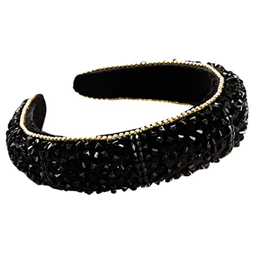 Samt-Schmuck-Stirnband, Glitzer, für Strass, Kettenrand, Schaumstoff, gepolstert, Kunstkristall, verziert, Banda-Haarreifen für Mädchen