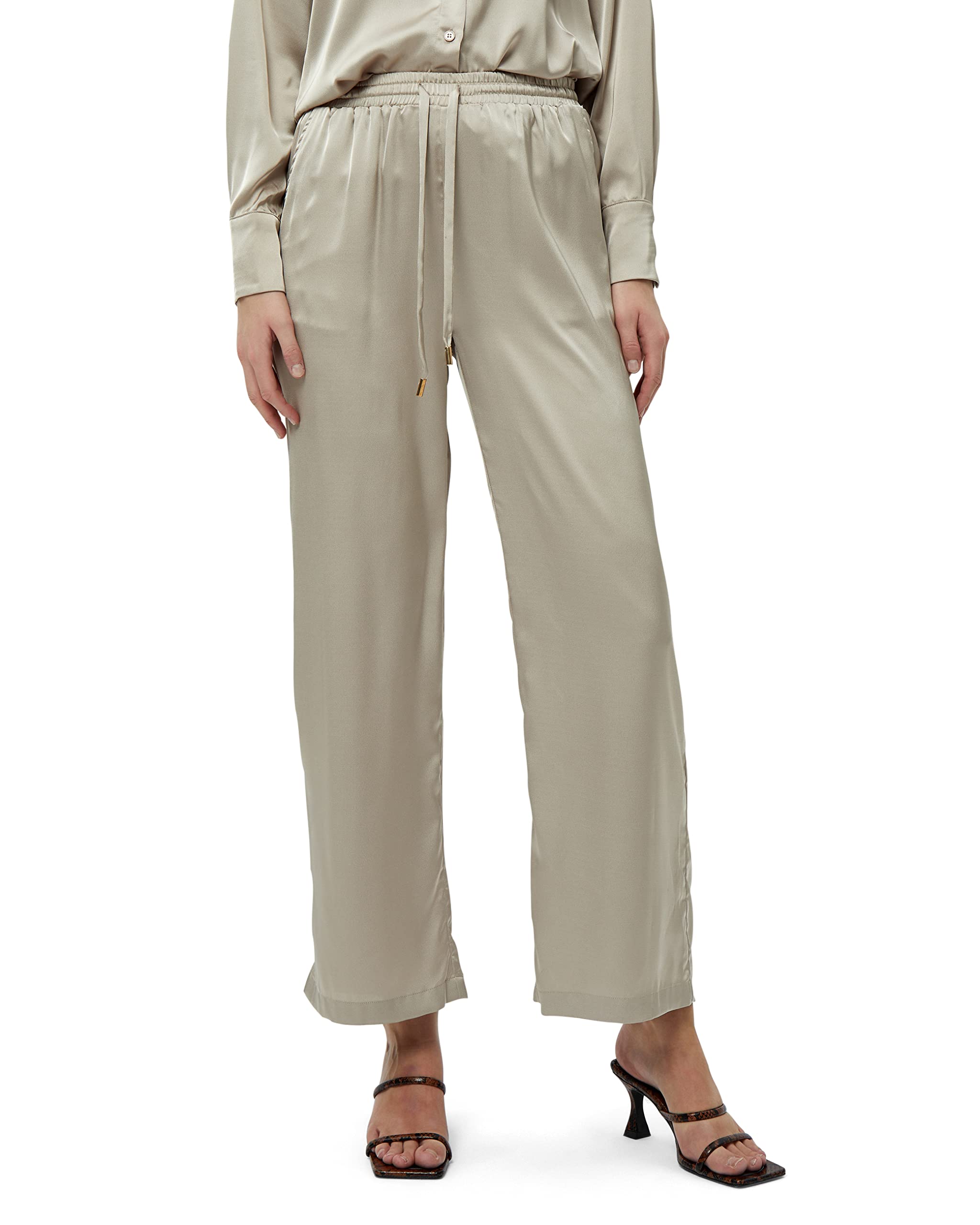 Peppercorn Mary Mid Waist Breit Bein Hosen | Hosen Damen In Beige | Frühling Hose | Größe 44