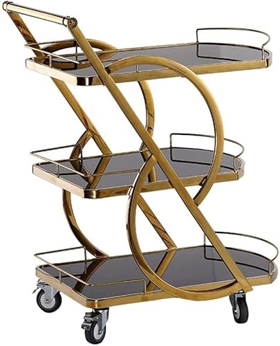 CLLBANT Wagen, Weinwagen für Zuhause, Küche, Hotel, modernes Design, 3-stufige Catering-Trolleys mit Rädern, kleines Buch, Küche, Teewagen, Weinregal, Getränkeschrank, universeller Wh