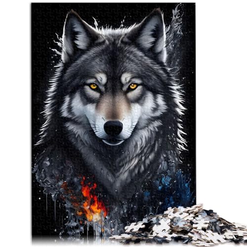 Puzzlespiele, Porträt eines grauen Wolfs, Puzzle 1000 Teile, Holzpuzzle, Spaß für Aktivitäten zu Hause, Geburtstagsgeschenk, Reisegeschenke, 1000 Teile (50 x 75 cm)