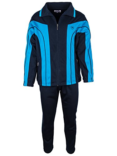 SOUNON Herren Baumwolle Trainingsanzug, Jogginganzug, Sportanzug, Freizeitanzug, Hausanzug Stahlblau (M2), Groesse: 3XL