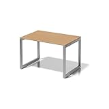 BISLEY Cito Schreibtisch, 740 mm höhenfixes O-Gestell, Metall, Bc355 Dekor Buche, Gestell Silber, 80 x 120 x 74 cm