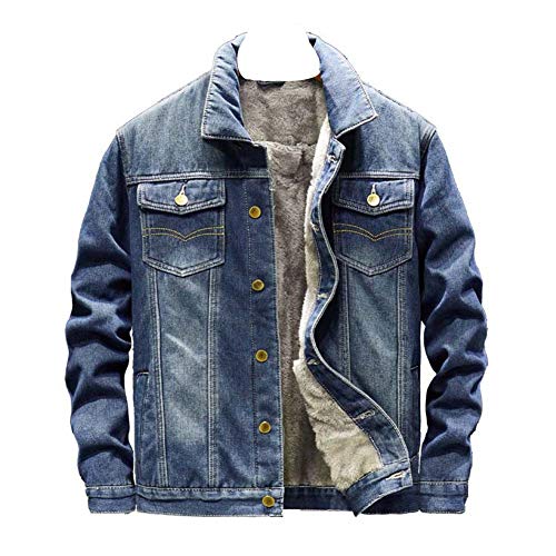 YOUCAI Herren Jeansjacke Flanellhemd Winterjacke Thermohemd Jacke Strickjacke Sweatshirt Elegante Freizeitjacke Outdoorjacke Männer Jacke Slim Fit,Blau,7XL