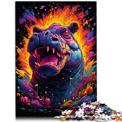 Puzzle als Geschenk, buntes Nilpferd, 1000 Teile, Puzzle für Erwachsene, Holzpuzzle, Weihnachtswunschliste mit Weihnachtsmann, 1000 Teile (50 x 75 cm)