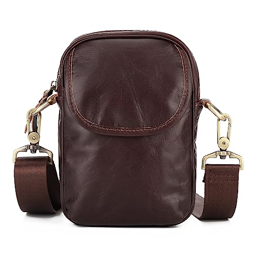 ohodhmnu Damen Tragetasche, Vintage-Tasche, quadratische Taschen, trendige Tasche, Schultertaschen für Herren, Crossbody-Tasche, Handytasche, vielseitige Retro-Tasche, Reisetasche, coffee, with ribbon