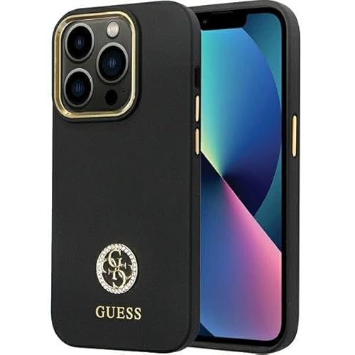 Guess GUHCP14LM4DGPK Hülle für iPhone 14 Pro - black Silicone Logo Strass 4G