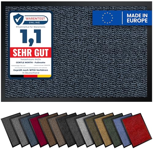 Hochwertige Fußmatte blau schwarz 90x150cm groß für Innen & Außen - Schmutzfangmatte rutschfest, waschbar & wetterfest - Fussmatte für Eingangsbereich & Aussenbereich - Läufer Flur dünn