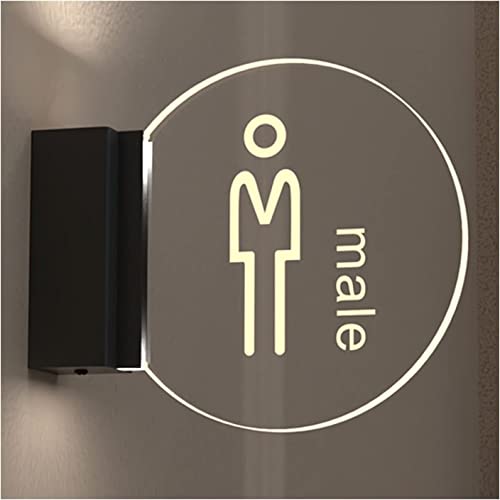 WC-Schild, männliches und weibliches WC-Schild, Wandhalterung für Damen und Herren, Badezimmerschild, doppelseitiges Leuchtschild, Kantenbeleuchtung, Acryl-Dekorschild (B) (Farbe: B)