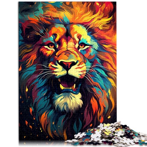 Puzzle für wilde, bunte Löwen-Puzzles für Erwachsene, 1000 Teile, Holzpuzzle, Spaß für zu Hause, Aktivitäten, Geburtstagsgeschenk, Reisegeschenk, 1000 Teile (50 x 75 cm)