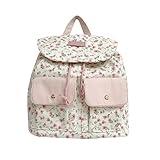 Frauen Mädchen Süße Blumen Doppel Taschen Schulter Tasche Japanische Ästhetik Kleinen Rucksack Casual Student Schule Buch Tasche