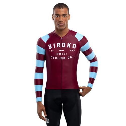 SIROKO - Radtrikot Langarm M2 Siena - XL - Bordeauxrot/Hellblau