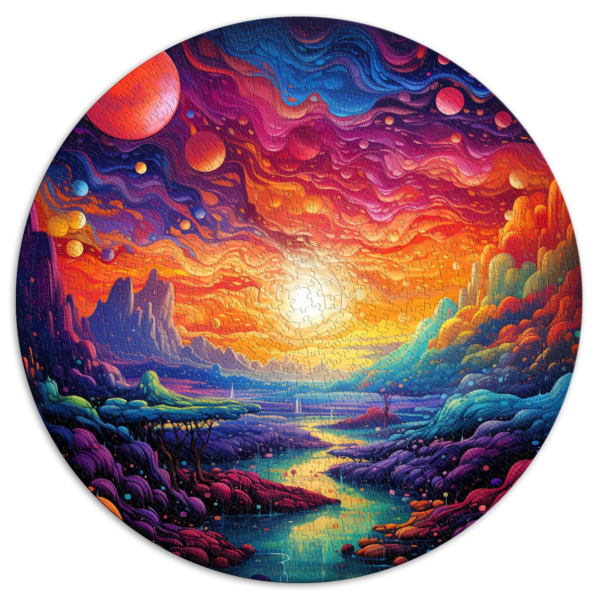 Puzzles Geschenk Psychedelisches Universum Puzzles für Erwachsene 1000 Teile 26,5x26,5 Zoll Lernpuzzle ganze Familie und die