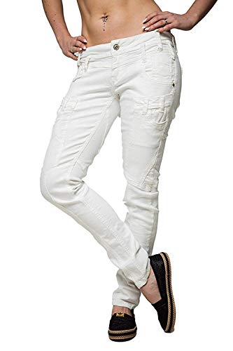 Cipo & Baxx Damen Jeanshose Denim Hose WD219 Weiß W27 L34