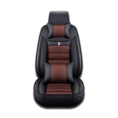 Auto Leder Sitzbezügesets für FIAT 124 Spider (2016) (Type 348) 2016-2020, Wasserdicht Sitzbezug Verschleißfest Sitzschoner Custom Car Seat,Black-Brown