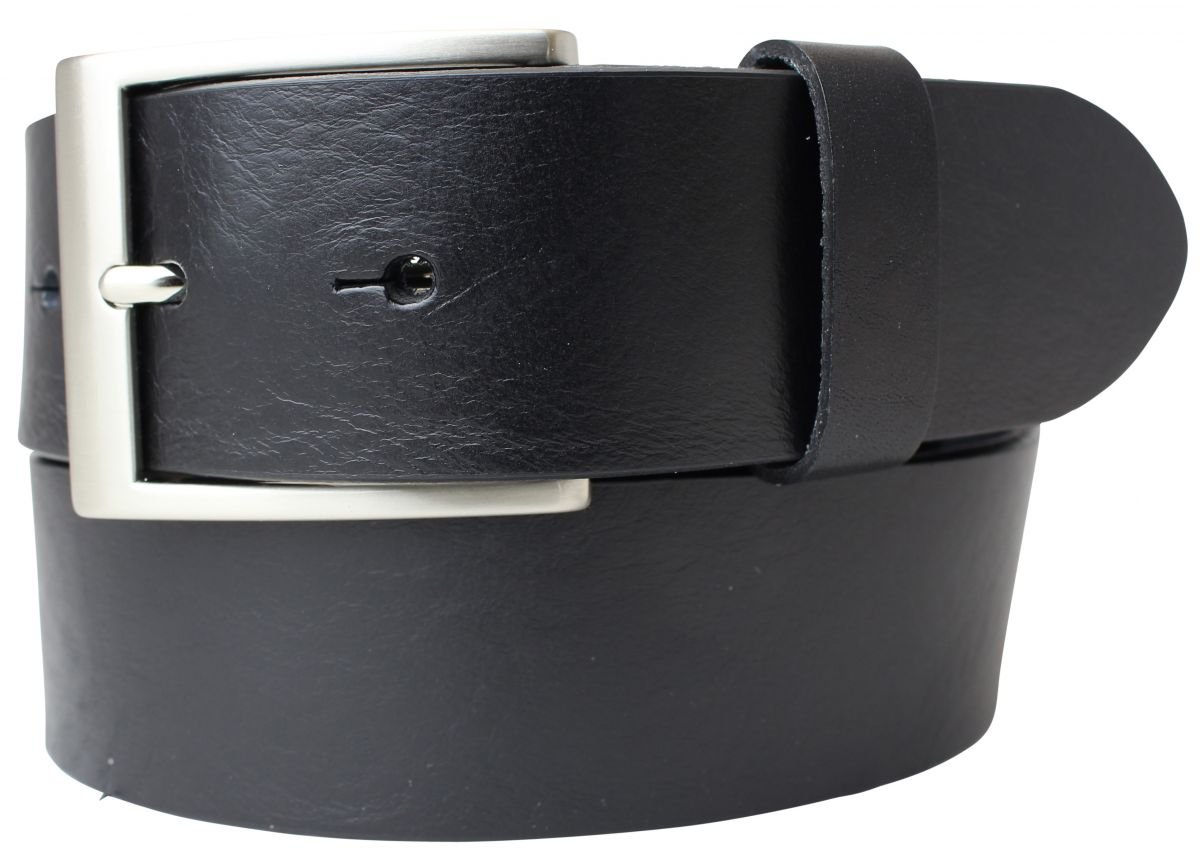 BELTINGER Hochwertiger Gürtel mit Edelstahl-Gürtelschnalle aus Vollrindleder 4 cm | Jeans-Gürtel für Damen Herren 40mm | Vollleder-Gürtel | Schwarz 100cm