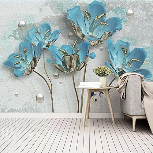 Dekorative Blaue Blumen 3D Tapeten Wanddekoration Fototapete Sofas Wohnzimmer Wandbild Schlafzimmer-200cm×140cm