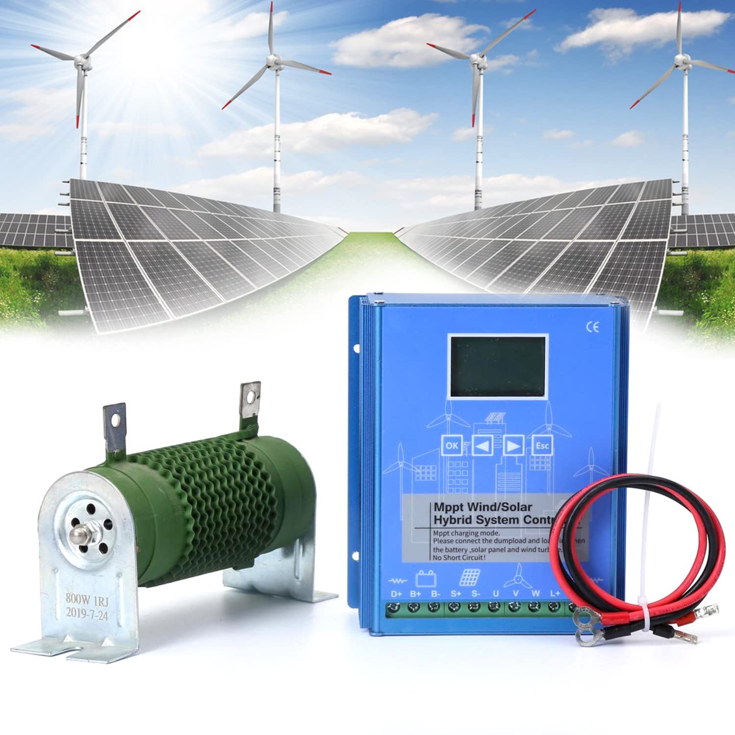 Qiang 5000W Wind Solar Hybrid Laderegler,Mppt Laderegler,Wind 2500W Und 2500W Solarpanel 12V/24V/48 Automatische Erkennung,Off Grid MPPT Regler LCD Bildschirm,24V