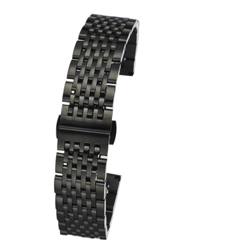 THBGTCNQ 2 in 1 gebogenes Uhrenarmband aus Edelstahl, 18 mm, 19 mm, 20 mm, 21 mm, 22 mm, Ersatzarmband, Edelstahlschnalle(Black,22mm)