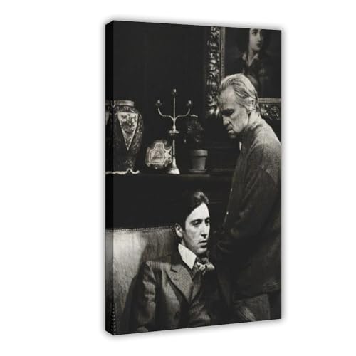 biegzc Poster auf Leinwand, Motiv: Michael Corleone und Vito Corleone, Wandkunst, Dekordruck, Gemälde für Wohnzimmer, Schlafzimmer, Dekoration, 50 x 75 cm