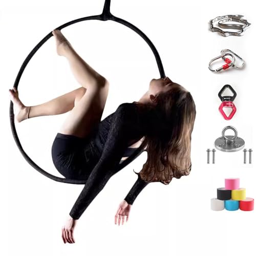 ROGHA Aerial Hoop Set- Aerial Lyra Hoop - Einzelpunkt-Aerial Dance Circus Ring für Yoga, Akrobatik und Gymnastik,90cm-2.5cm