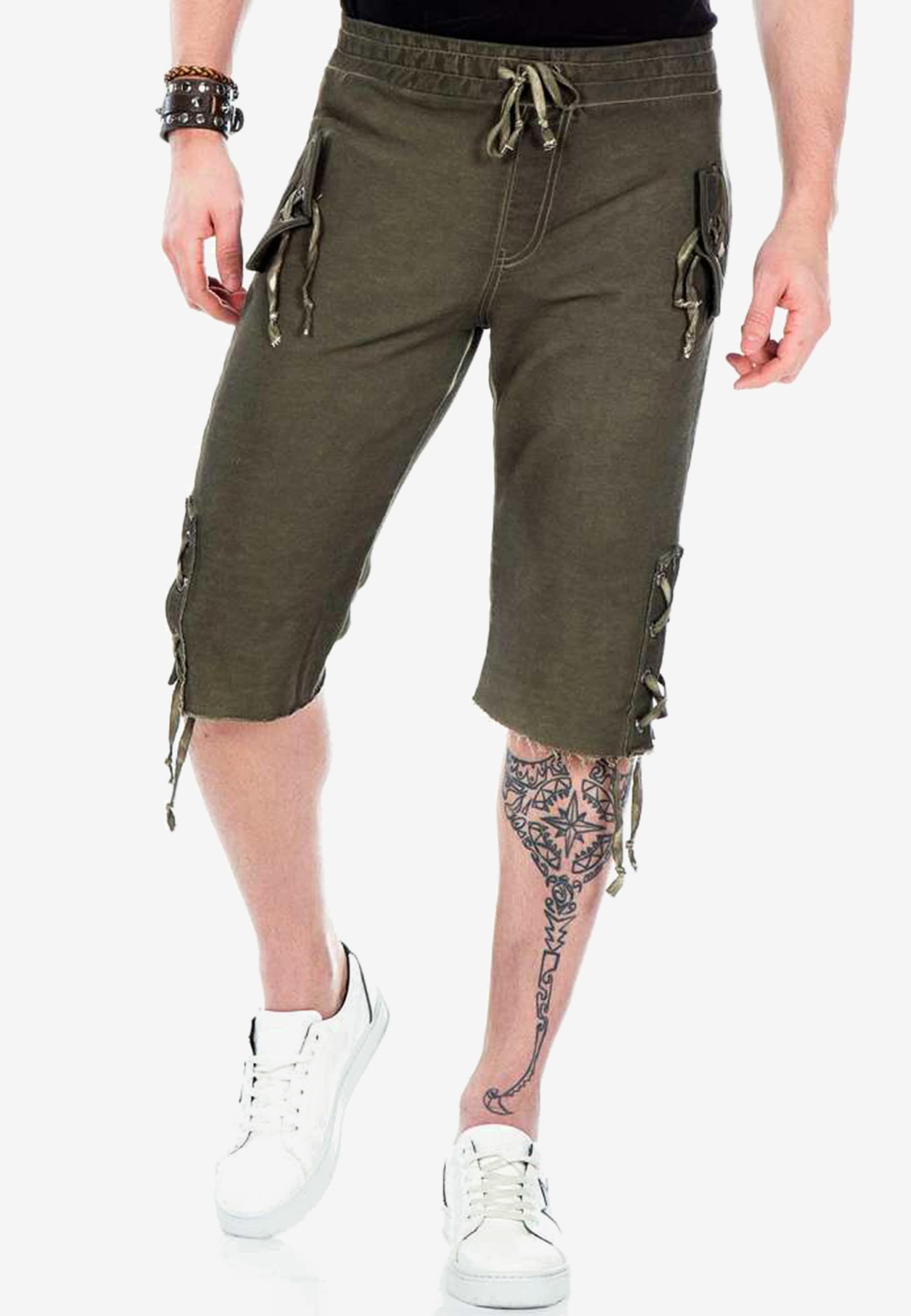 Cipo & Baxx, Shorts Im Traditionellen Trachten-Look in khaki, Hosen & Shorts für Herren