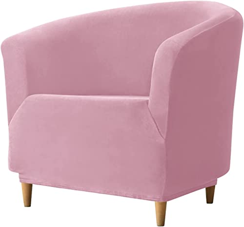 IMYOGI Luxus Samt Clubsessel Schonbezug Stretch Wannenstuhlbezug Sesselhusse Super Weicher Sesselüberwurf Sesselbezug für Kinder und Haustiere (Color : Pink, Size : No Cushion)