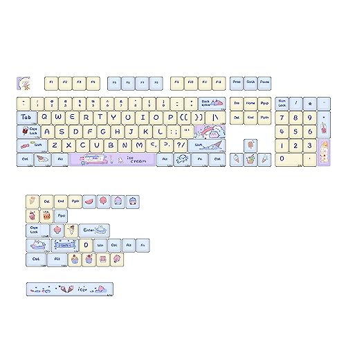 Tastenkappen-Set mit 133 Tasten, Eiscreme-Thema, Cartoon-Tastenkappen-Set für 61/87/104/108 Layout mechanische Tastatur