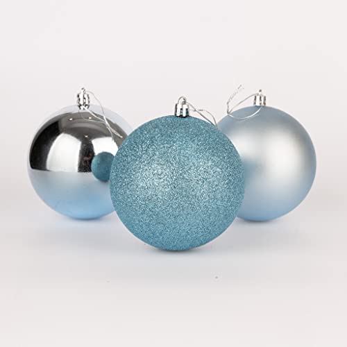 10 cm/6 Stück Weihnachtskugeln, bruchsicher, hellblau, Weihnachtsbaumschmuck, Kugel, Ornamente, Kugeln, Weihnachtsdekoration, Urlaubsdekoration, glänzend, matt, glitzernd