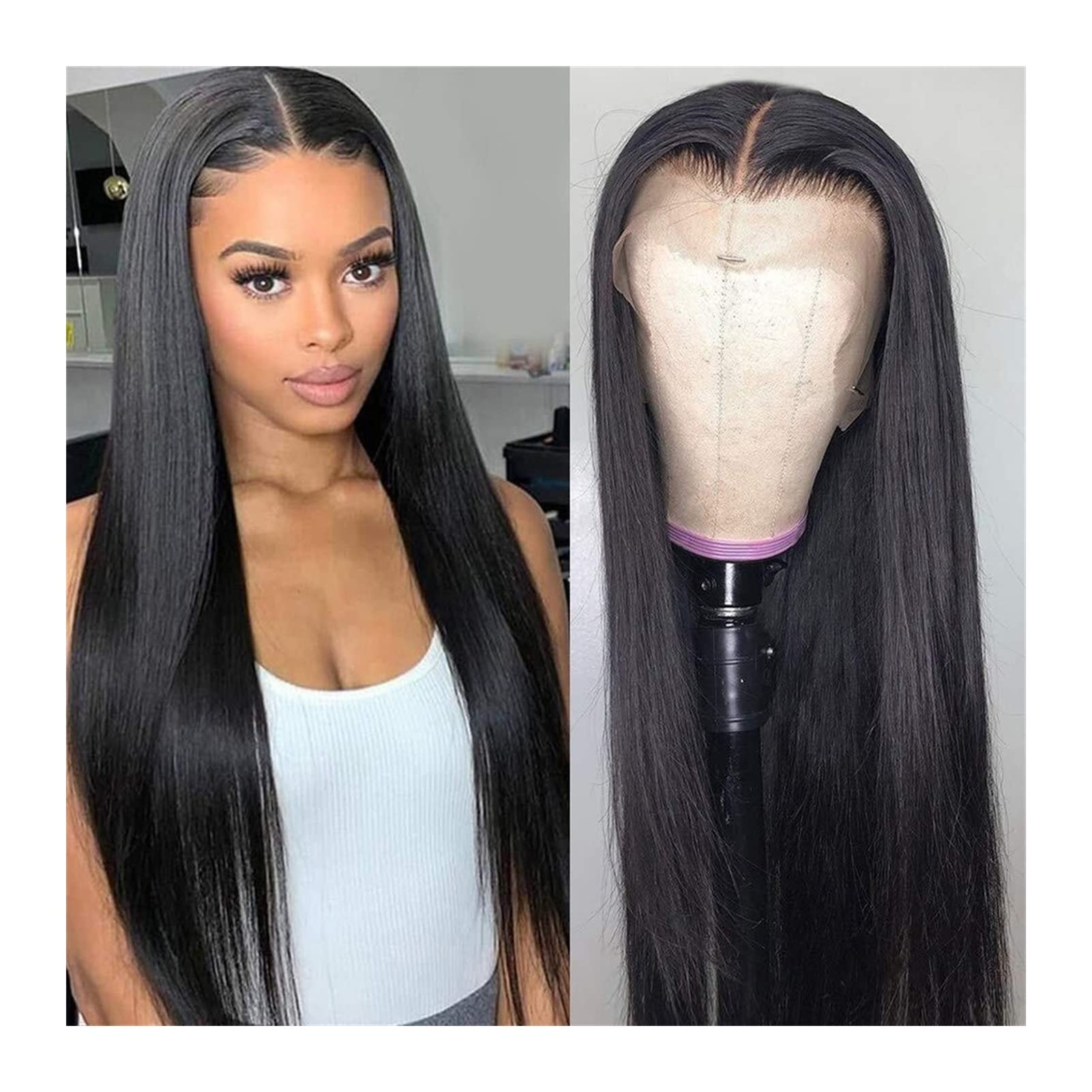 Perücken Brasilianische menschliche Haarspitze Perücke gerade 13 × 4 Lace Front Perücke mit Babyhaar 10-30 Zoll HD Transparente Spitze Frontal Perücke Menschenhaarperücken for Frauen Damenperücke (Si