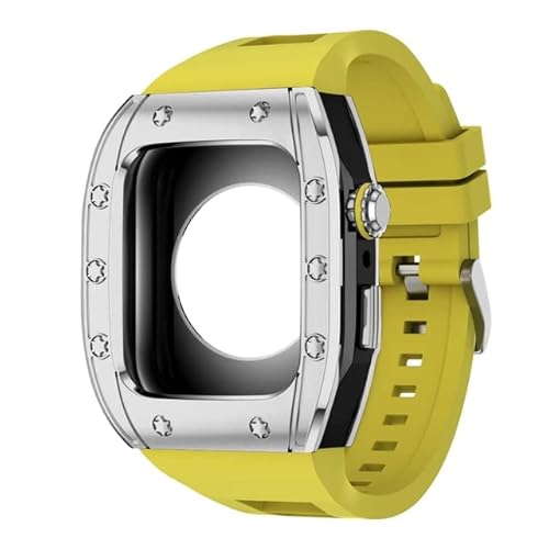 TONECY Correa Modifikationsset, Silikonarmband für Apple Watch, 44 mm, 45 mm, Metall-Schutzhülle, Armband für Apple Watch Serie 8, 7, 6, 5, 4 SE (Farbe: O, Größe: 45 mm)