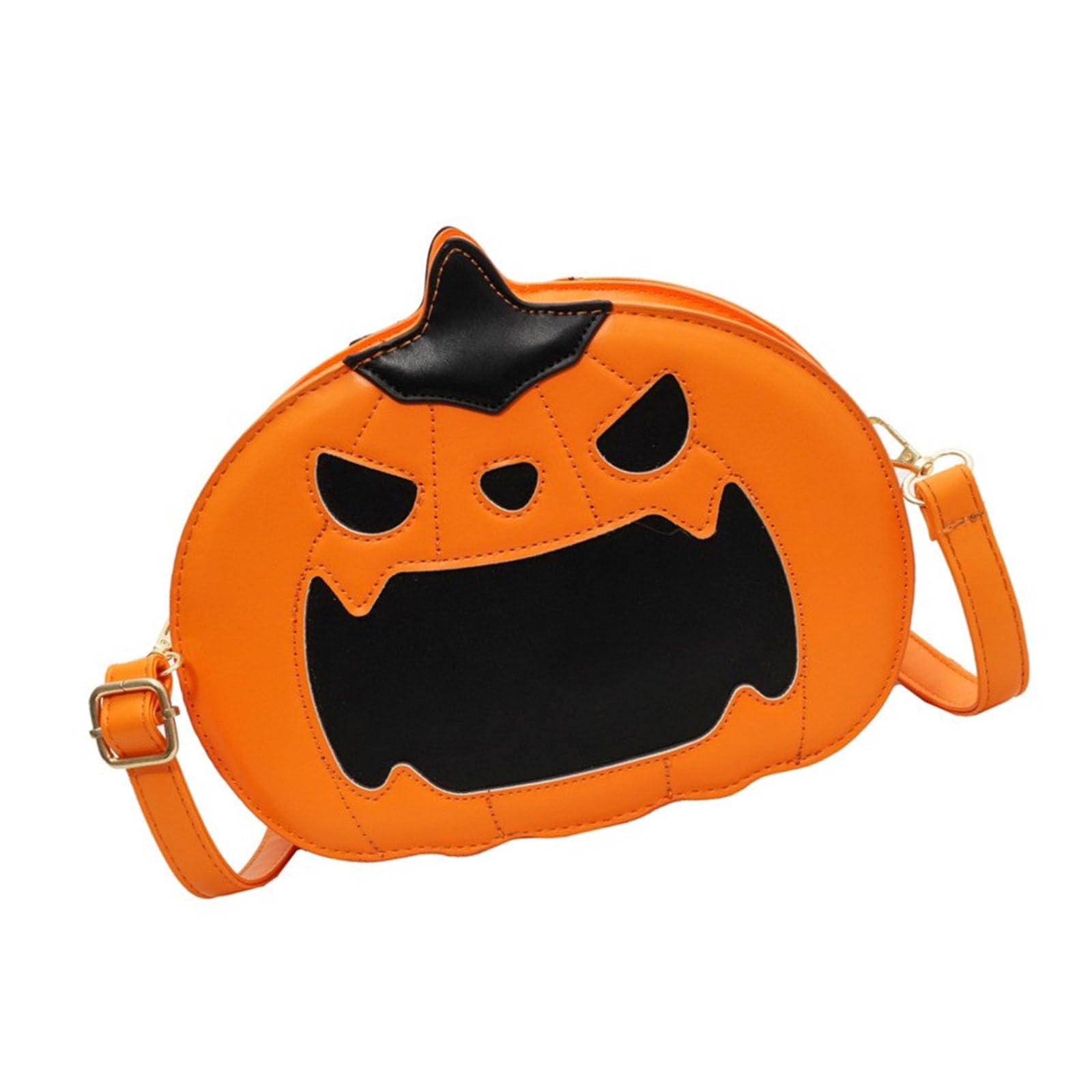 Umhängetasche Mit Halloween Motiv Lustige Kürbisform Für Damen Neuheit Teufel Schultertasche Aus PU Leder Mit Verstellbarem Riemen