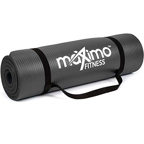 Maximo Fitnessmatte – Dicke Premium Yogamatte – 183 cm Länge x 60 cm Breite x 1,2 cm (12mm) – Mehrzweck-Verwendung – Perfekt für Yoga, Pilates, Gym, Sit-ups und Dehnen. (Black)