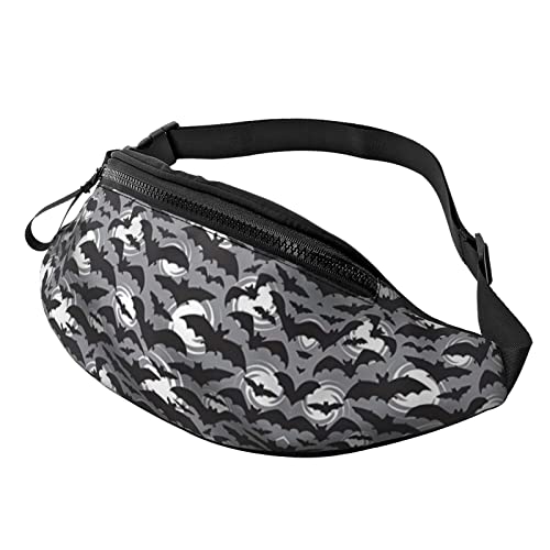 Gürteltasche für Damen und Herren, Halloween-Fledermäuse, Grau, für Reisen, Yoga, Fitnessstudio, für Outdoor, Workout, Sport, Reisen, Laufen, Schwarz , Einheitsgröße