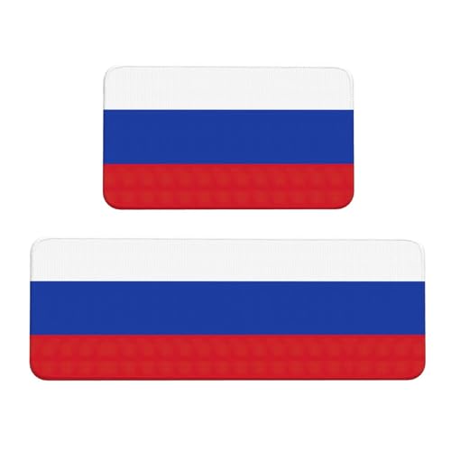 YQxwJL Küchenmatte, Motiv: russische Flagge, rutschfest, wasserdicht, für Flur, Büro, 2 Stück