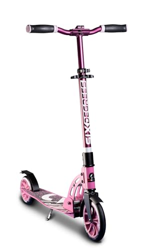 SIX DEGREES Aluminium Scooter Junior mit Klappmechanismus u. Ständer, 180/145 mm, höhenverstellbar, GS-geprüft, pink