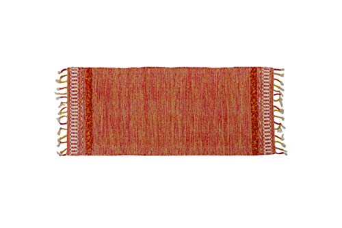 Dmora Moderner Boston-Teppich, Kelim-Stil, 100% Baumwolle, orange, 240x60cm