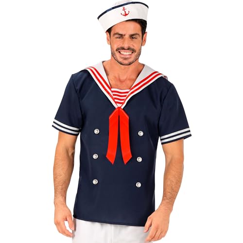 Widmann - Kostüm Seemann, T-Shirt, Mütze, Matrose, Navy, Marine, Faschingskostüme, Karneval