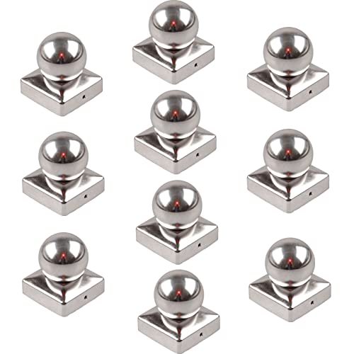 10x Edelstahl Pfostenkappe Abdeckkappe für Pfosten Kugel 71 mm 7x7 cm